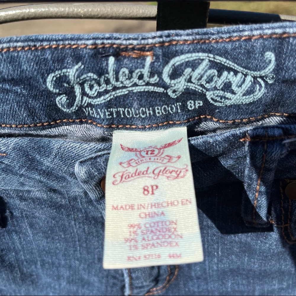 Faded Glory 5 Pocket Velvet Touch Denim Boot Jeans, Size 8P - Picture 8 of 15